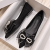 image:imageHee grand Glitter Rhinestone Bowknot Pointed Toe Ballet Flats for Women Sparkling Crystals Fashion Wedding Dress Shoes Comfort SlipOn Work FlatsDblack