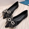 image:imageHee grand Glitter Rhinestone Bowknot Pointed Toe Ballet Flats for Women Sparkling Crystals Fashion Wedding Dress Shoes Comfort SlipOn Work FlatsDblack