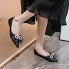 image:imageHee grand Glitter Rhinestone Bowknot Pointed Toe Ballet Flats for Women Sparkling Crystals Fashion Wedding Dress Shoes Comfort SlipOn Work FlatsDblack