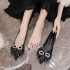 image:imageHee grand Glitter Rhinestone Bowknot Pointed Toe Ballet Flats for Women Sparkling Crystals Fashion Wedding Dress Shoes Comfort SlipOn Work FlatsDblack