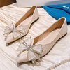 image:imageHee grand Glitter Rhinestone Bowknot Pointed Toe Ballet Flats for Women Sparkling Crystals Fashion Wedding Dress Shoes Comfort SlipOn Work FlatsEapricot