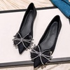 image:imageHee grand Glitter Rhinestone Bowknot Pointed Toe Ballet Flats for Women Sparkling Crystals Fashion Wedding Dress Shoes Comfort SlipOn Work FlatsEblack