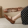 image:imageHee grand Leather Mary Jane Shoes for Women Dressy Square Toe Ballet Flats with Strap Comfortable Walking Shoes Soft Leather Dress Shoes462brown