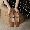 image:imageHee grand Leather Mary Jane Shoes for Women Dressy Square Toe Ballet Flats with Strap Comfortable Walking Shoes Soft Leather Dress Shoes462brown