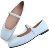 image:imageHee grand Leather Mary Jane Shoes for Women Dressy Square Toe Ballet Flats with Strap Comfortable Walking Shoes Soft Leather Dress Shoes462light Blue