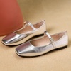 image:imageHee grand Leather Mary Jane Shoes for Women Dressy Square Toe Ballet Flats with Strap Comfortable Walking Shoes Soft Leather Dress Shoes462silver
