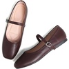 image:imageHee grand Leather Mary Jane Shoes for Women Dressy Square Toe Ballet Flats with Strap Comfortable Walking Shoes Soft Leather Dress Shoes484coffee