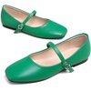 image:imageHee grand Leather Mary Jane Shoes for Women Dressy Square Toe Ballet Flats with Strap Comfortable Walking Shoes Soft Leather Dress Shoes484green