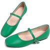 image:imageHee grand Leather Mary Jane Shoes for Women Dressy Square Toe Ballet Flats with Strap Comfortable Walking Shoes Soft Leather Dress Shoes484green