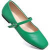 image:imageHee grand Leather Mary Jane Shoes for Women Dressy Square Toe Ballet Flats with Strap Comfortable Walking Shoes Soft Leather Dress Shoes484green