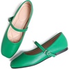 image:imageHee grand Leather Mary Jane Shoes for Women Dressy Square Toe Ballet Flats with Strap Comfortable Walking Shoes Soft Leather Dress Shoes484green
