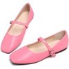 image:imageHee grand Leather Mary Jane Shoes for Women Dressy Square Toe Ballet Flats with Strap Comfortable Walking Shoes Soft Leather Dress Shoes484pink