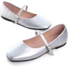 image:imageHee grand Leather Mary Jane Shoes for Women Dressy Square Toe Ballet Flats with Strap Comfortable Walking Shoes Soft Leather Dress Shoes484silver