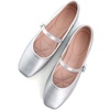 image:imageHee grand Leather Mary Jane Shoes for Women Dressy Square Toe Ballet Flats with Strap Comfortable Walking Shoes Soft Leather Dress Shoes484silver