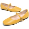 image:imageHee grand Leather Mary Jane Shoes for Women Dressy Square Toe Ballet Flats with Strap Comfortable Walking Shoes Soft Leather Dress Shoes484yellow