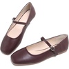 image:imageHee grand Leather Mary Jane Shoes for Women Dressy Square Toe Ballet Flats with Strap Comfortable Walking Shoes Soft Leather Dress Shoes757brown