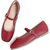 image:imageHee grand Leather Mary Jane Shoes for Women Dressy Square Toe Ballet Flats with Strap Comfortable Walking Shoes Soft Leather Dress Shoes757dark Red