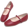 image:imageHee grand Leather Mary Jane Shoes for Women Dressy Square Toe Ballet Flats with Strap Comfortable Walking Shoes Soft Leather Dress Shoes757dark Red
