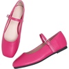 image:imageHee grand Leather Mary Jane Shoes for Women Dressy Square Toe Ballet Flats with Strap Comfortable Walking Shoes Soft Leather Dress Shoes757rose Red