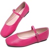 image:imageHee grand Leather Mary Jane Shoes for Women Dressy Square Toe Ballet Flats with Strap Comfortable Walking Shoes Soft Leather Dress Shoes757rose Red