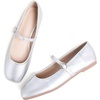 image:imageHee grand Leather Mary Jane Shoes for Women Dressy Square Toe Ballet Flats with Strap Comfortable Walking Shoes Soft Leather Dress Shoes757silver