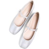 image:imageHee grand Leather Mary Jane Shoes for Women Dressy Square Toe Ballet Flats with Strap Comfortable Walking Shoes Soft Leather Dress Shoes757silver
