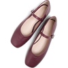 image:imageHee grand Leather Mary Jane Shoes for Women Dressy Square Toe Ballet Flats with Strap Comfortable Walking Shoes Soft Leather Dress Shoes757wine Red