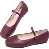 image:imageHee grand Leather Mary Jane Shoes for Women Dressy Square Toe Ballet Flats with Strap Comfortable Walking Shoes Soft Leather Dress Shoes757wine Red