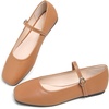 image:imageHee grand Leather Mary Jane Shoes for Women Dressy Square Toe Ballet Flats with Strap Comfortable Walking Shoes Soft Leather Dress Shoes757yellow Brown