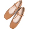 image:imageHee grand Leather Mary Jane Shoes for Women Dressy Square Toe Ballet Flats with Strap Comfortable Walking Shoes Soft Leather Dress Shoes757yellow Brown