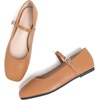 image:imageHee grand Leather Mary Jane Shoes for Women Dressy Square Toe Ballet Flats with Strap Comfortable Walking Shoes Soft Leather Dress Shoes757yellow Brown