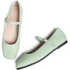 image:imageHee grand Leather Mary Jane Shoes for Women Dressy Square Toe Ballet Flats with Strap Comfortable Walking Shoes Soft Leather Dress Shoes758baby Green