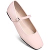 image:imageHee grand Leather Mary Jane Shoes for Women Dressy Square Toe Ballet Flats with Strap Comfortable Walking Shoes Soft Leather Dress Shoes758baby Pink