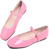 image:imageHee grand Leather Mary Jane Shoes for Women Dressy Square Toe Ballet Flats with Strap Comfortable Walking Shoes Soft Leather Dress Shoes758peach Red
