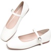 image:imageHee grand Leather Mary Jane Shoes for Women Dressy Square Toe Ballet Flats with Strap Comfortable Walking Shoes Soft Leather Dress Shoes758white