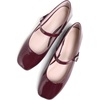 image:imageHee grand Leather Mary Jane Shoes for Women Dressy Square Toe Ballet Flats with Strap Comfortable Walking Shoes Soft Leather Dress Shoes758wine Red