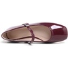 image:imageHee grand Leather Mary Jane Shoes for Women Dressy Square Toe Ballet Flats with Strap Comfortable Walking Shoes Soft Leather Dress Shoes758wine Red