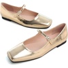 image:imageHee grand Leather Mary Jane Shoes for Women Dressy Square Toe Ballet Flats with Strap Comfortable Walking Shoes Soft Leather Dress Shoes904gold