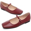 image:imageHee grand Leather Mary Jane Shoes for Women Dressy Square Toe Ballet Flats with Strap Comfortable Walking Shoes Soft Leather Dress Shoes904red
