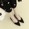 image:imageHee grand Pointed Toe Shallow Flats for Women Elegant Pearl Rhinestone Dressy Shoes Lightweight Faux Suede Ballet Shoes259black