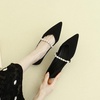 image:imageHee grand Pointed Toe Shallow Flats for Women Elegant Pearl Rhinestone Dressy Shoes Lightweight Faux Suede Ballet Shoes259black
