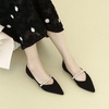 image:imageHee grand Pointed Toe Shallow Flats for Women Elegant Pearl Rhinestone Dressy Shoes Lightweight Faux Suede Ballet Shoes259black
