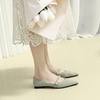 image:imageHee grand Pointed Toe Shallow Flats for Women Elegant Pearl Rhinestone Dressy Shoes Lightweight Faux Suede Ballet Shoes259green