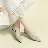 image:imageHee grand Pointed Toe Shallow Flats for Women Elegant Pearl Rhinestone Dressy Shoes Lightweight Faux Suede Ballet Shoes259green