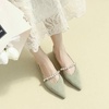 image:imageHee grand Pointed Toe Shallow Flats for Women Elegant Pearl Rhinestone Dressy Shoes Lightweight Faux Suede Ballet Shoes259green
