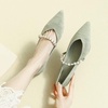 image:imageHee grand Pointed Toe Shallow Flats for Women Elegant Pearl Rhinestone Dressy Shoes Lightweight Faux Suede Ballet Shoes259green