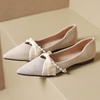 image:imageHee grand Pointed Toe Shallow Flats for Women Elegant Pearl Rhinestone Dressy Shoes Lightweight Faux Suede Ballet Shoes457apricot
