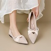 image:imageHee grand Pointed Toe Shallow Flats for Women Elegant Pearl Rhinestone Dressy Shoes Lightweight Faux Suede Ballet Shoes457apricot