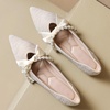 image:imageHee grand Pointed Toe Shallow Flats for Women Elegant Pearl Rhinestone Dressy Shoes Lightweight Faux Suede Ballet Shoes457apricot