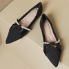image:imageHee grand Pointed Toe Shallow Flats for Women Elegant Pearl Rhinestone Dressy Shoes Lightweight Faux Suede Ballet Shoes457black